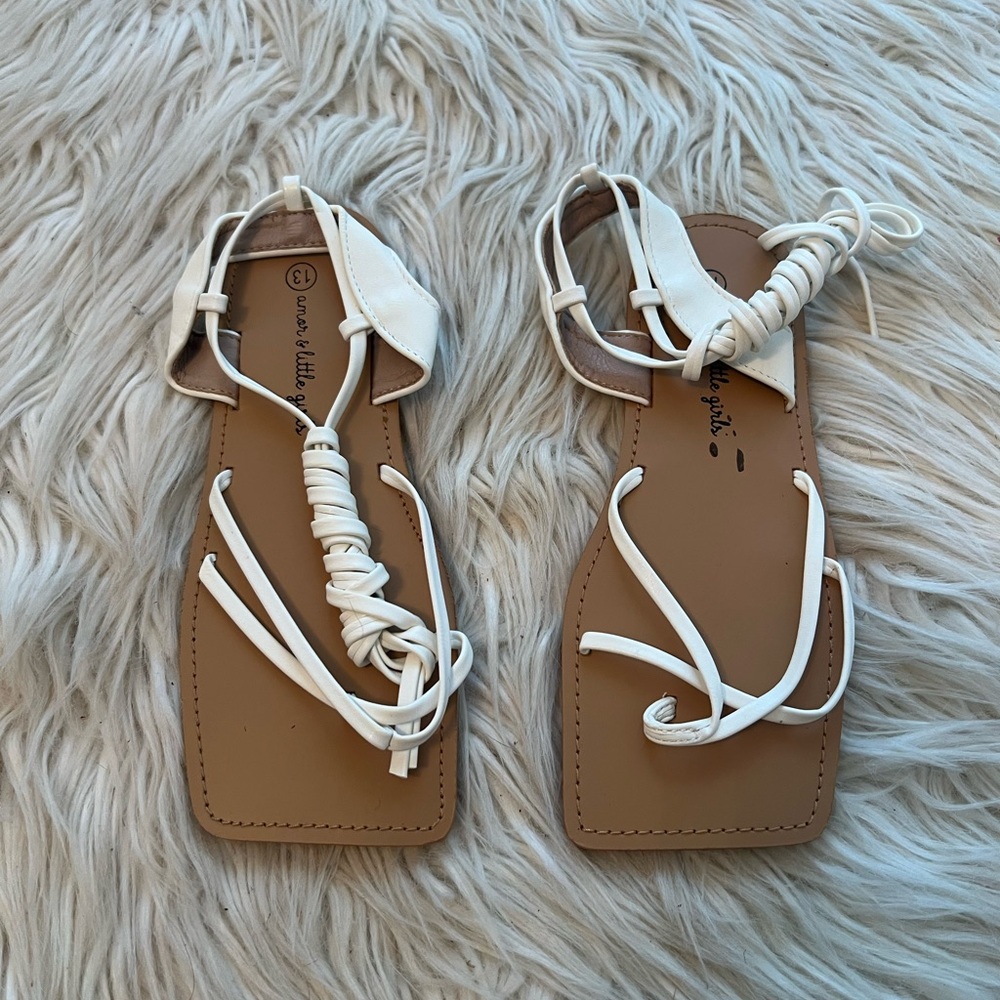 Girls White Strappy Sandals